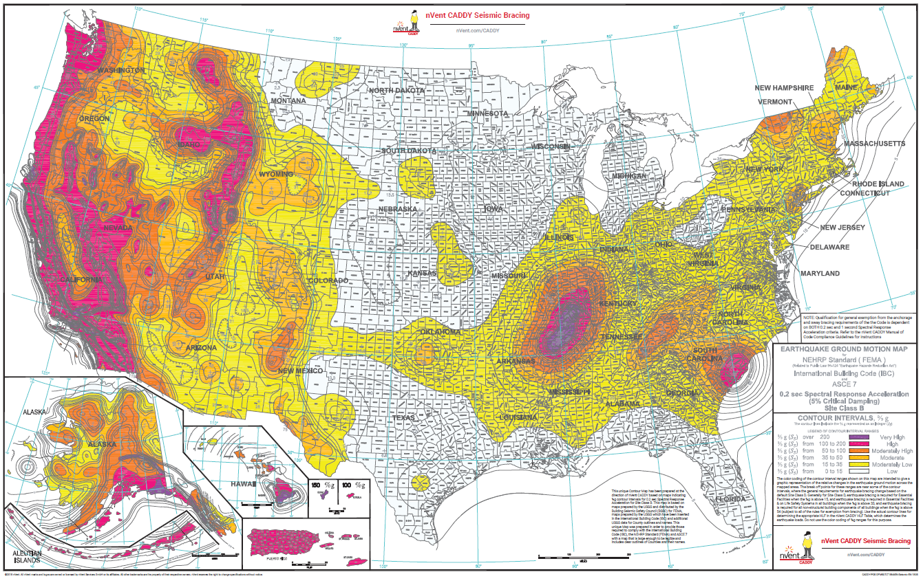 Seismic Design Category Map Factors That Affect Seismic Bracing Needs | Nvent