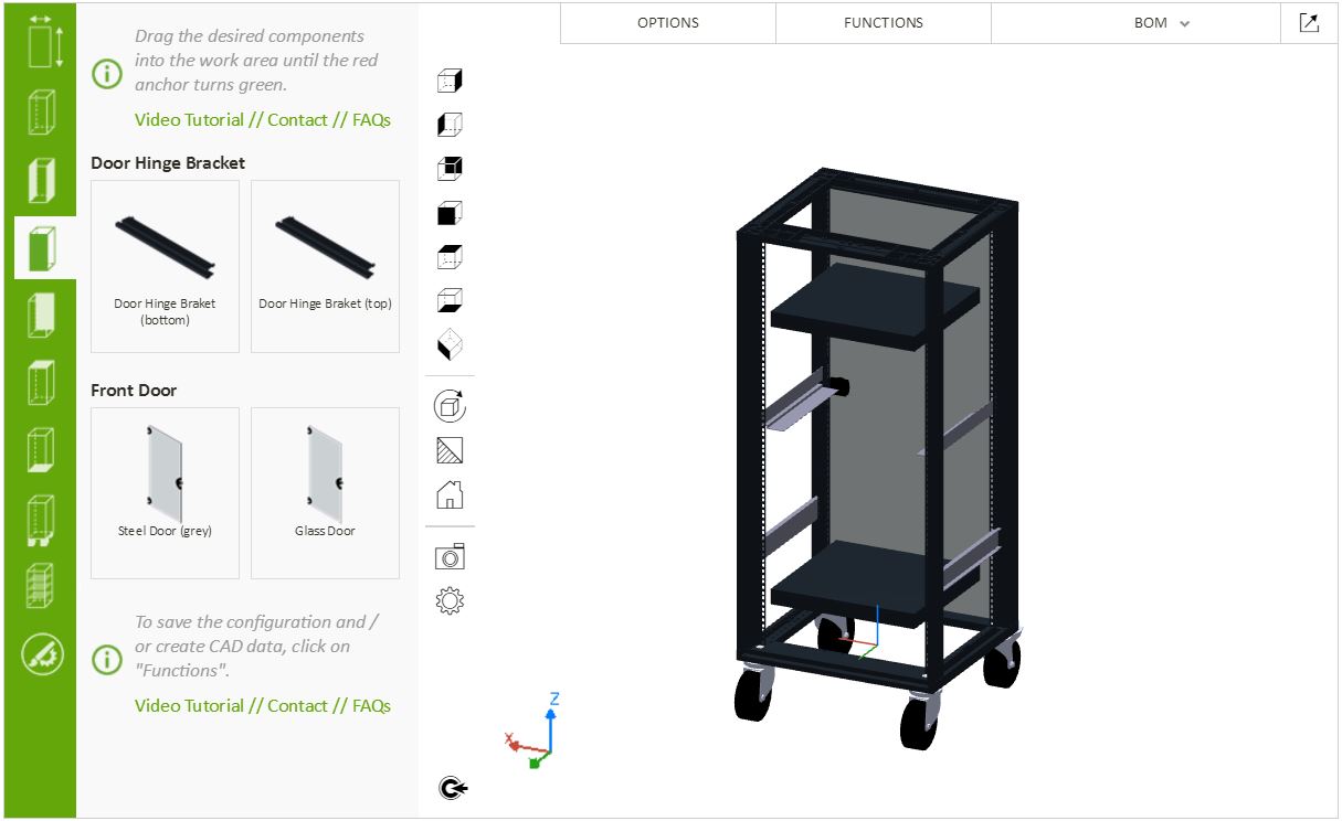 electronics cabinet configurator