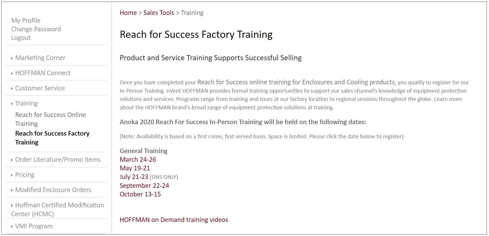2020 Factory Training Sessions